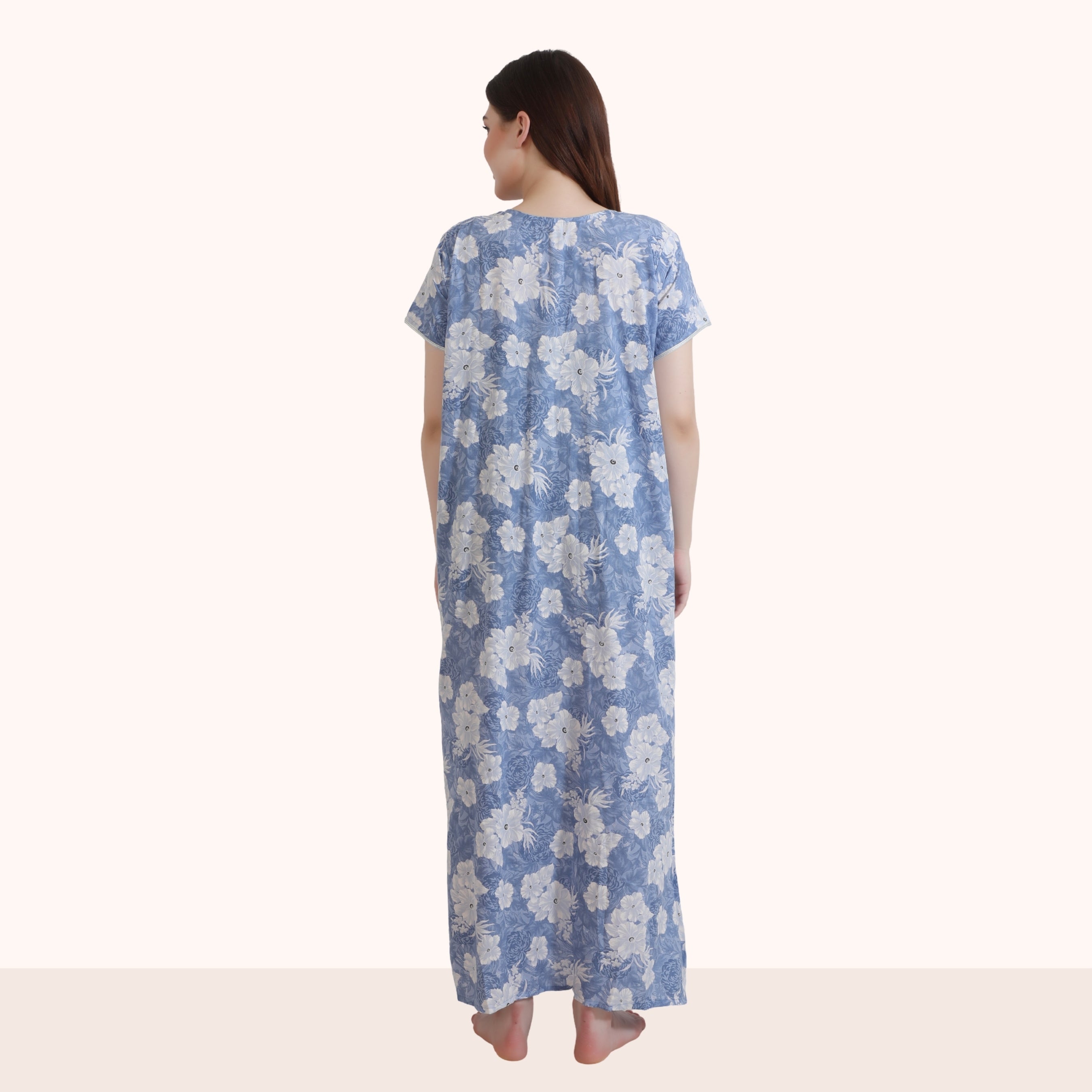 Floral Print Full Length Night Gown