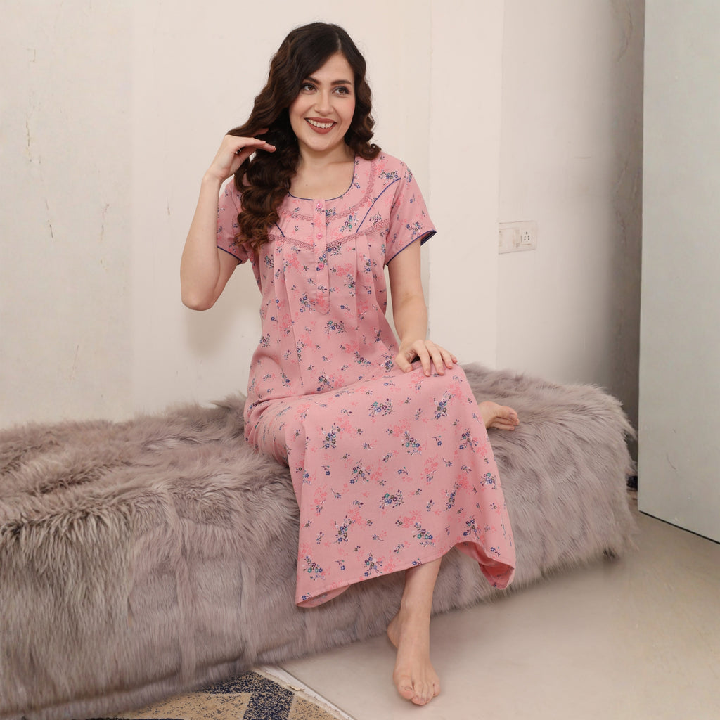Printed Full-Length Night Gown