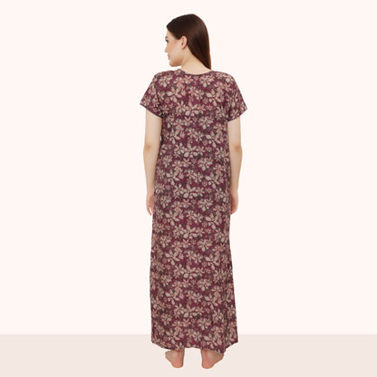 Floral Print Full Length Night Gown