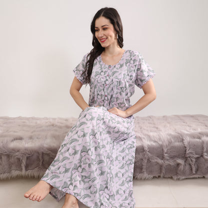 Printed Full Length Night Gown