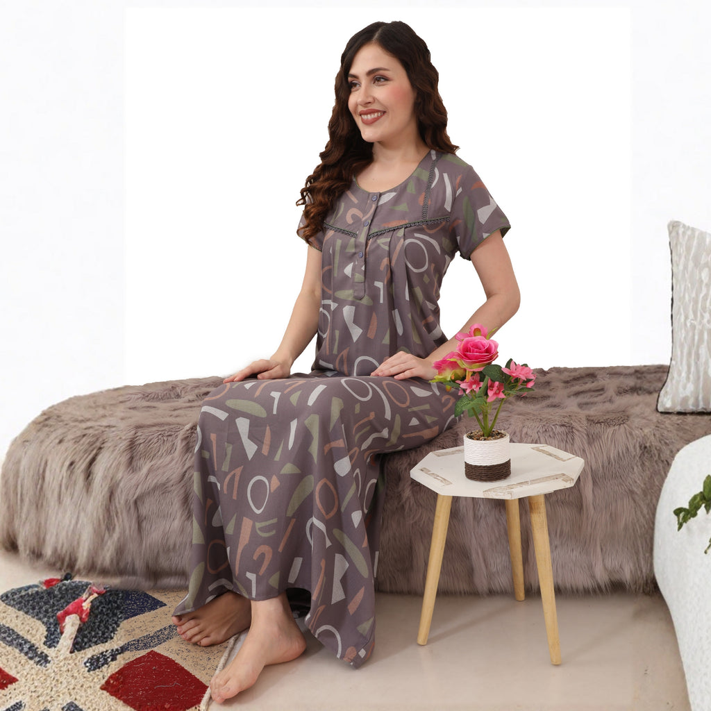 Printed Full-Length Night Gown
