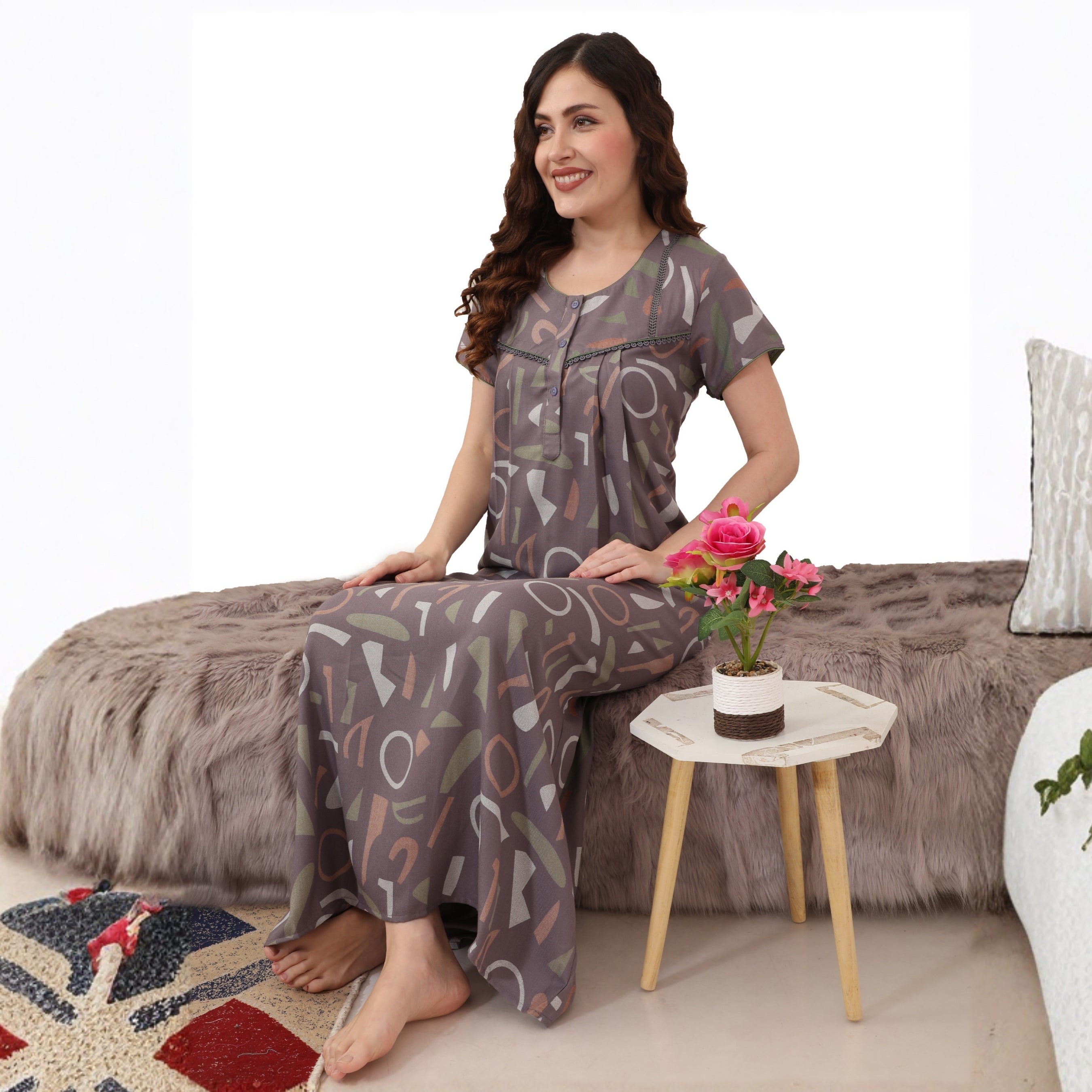 Printed Full-Length Night Gown