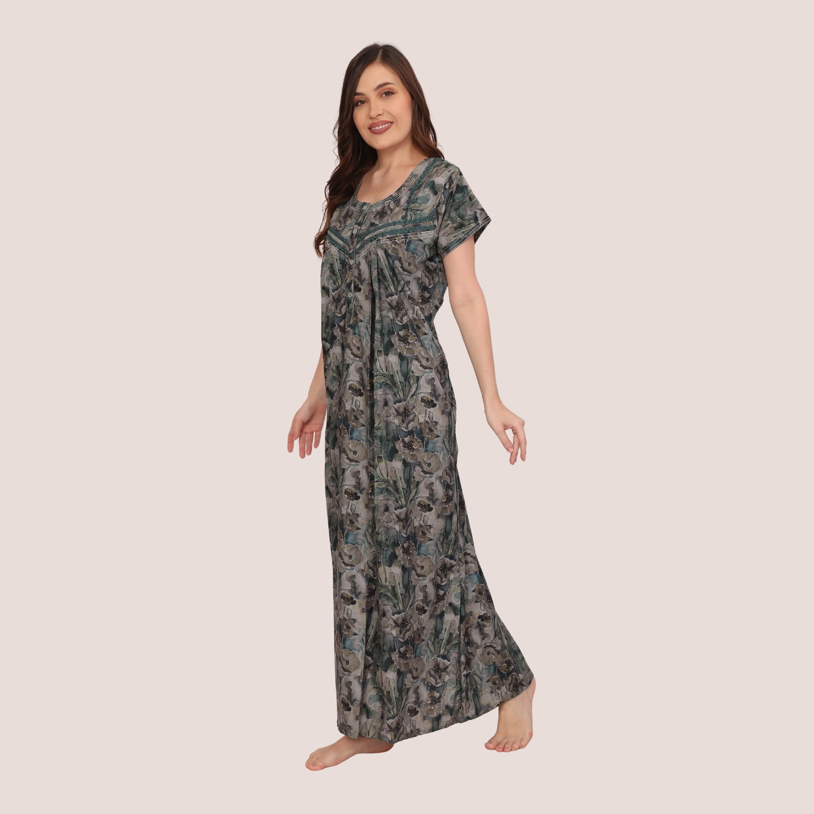 Printed Full Length Night Gown