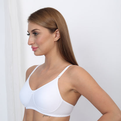 Cotton Blend Soft Pad Lightly Padded Non-Wired Full Coverage Adjustable Straps Bra