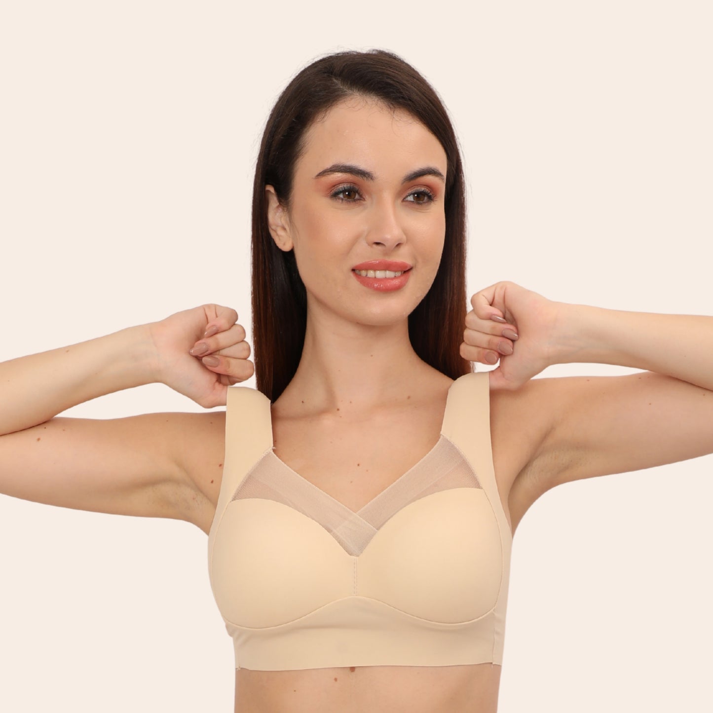 Wirefree Comfortable Padded Lift Push Up Thin, Soft, Sexy Back Smoothing Bra for Women