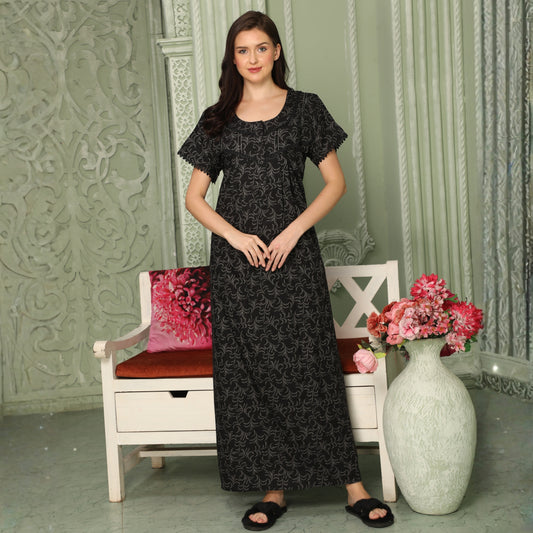 Printed Full Length Night Gown