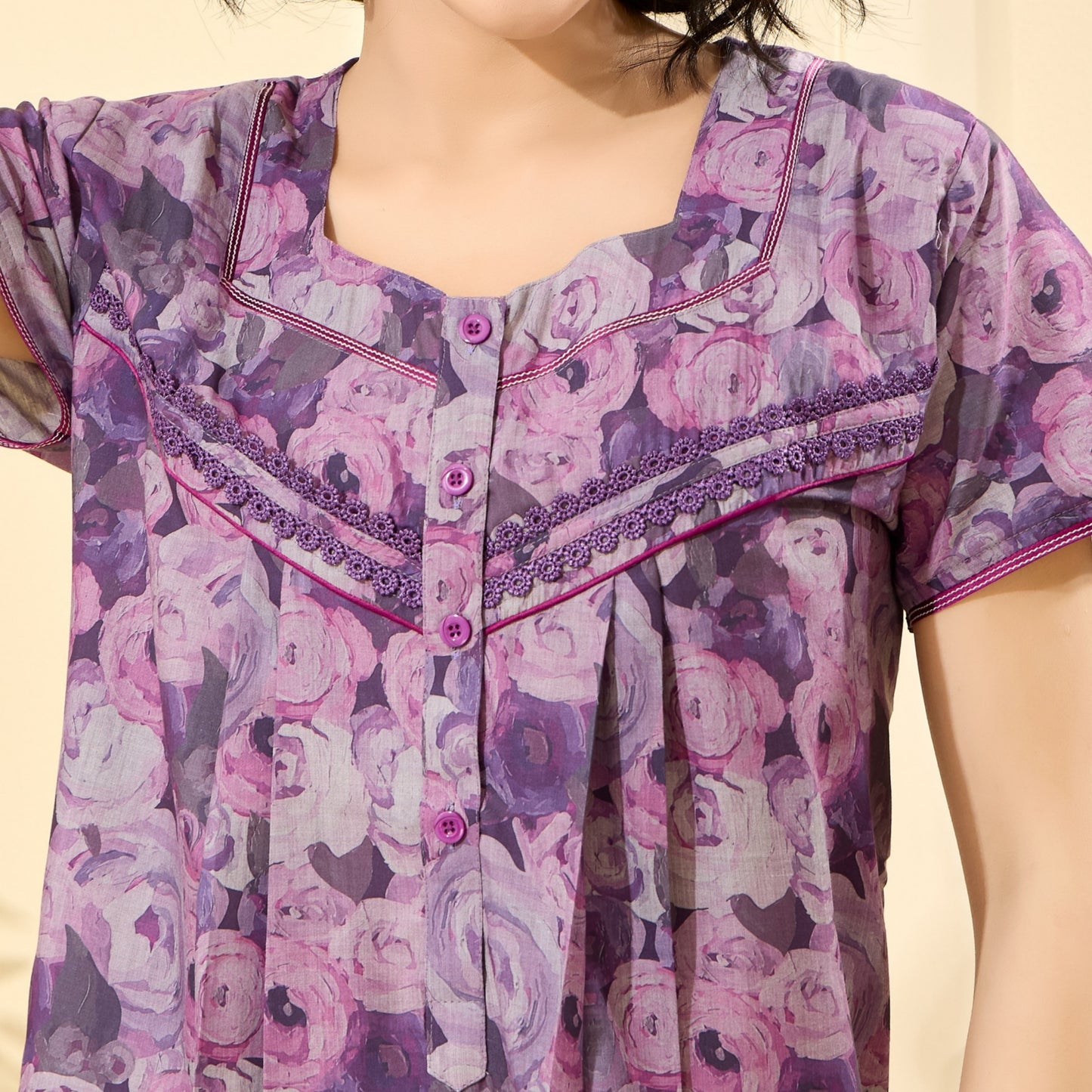 Floral Print Full Length Night Gown