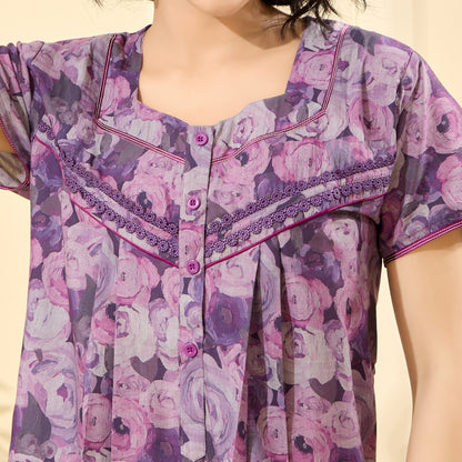 Floral Print Full Length Night Gown