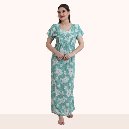 Floral Print Full Length Night Gown