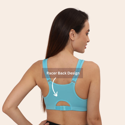 High Impact Racerback Design with Front Zip & Removable Pads