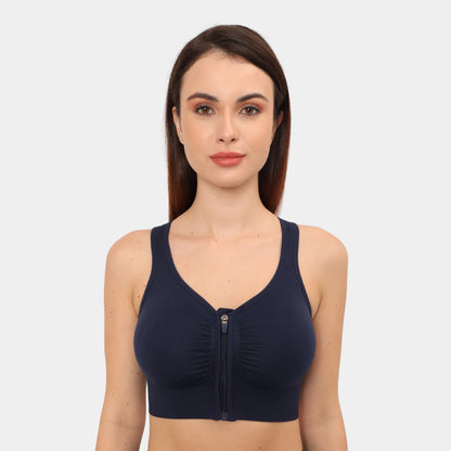 Front Zip Closure Sports Bra | Medium Impact Yoga Bras