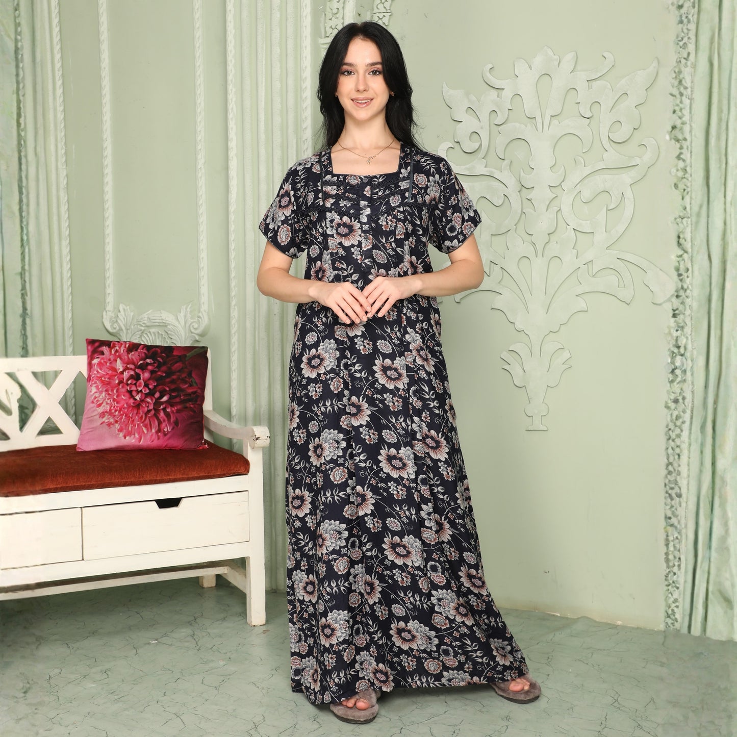 Printed Full-Length Night Gown