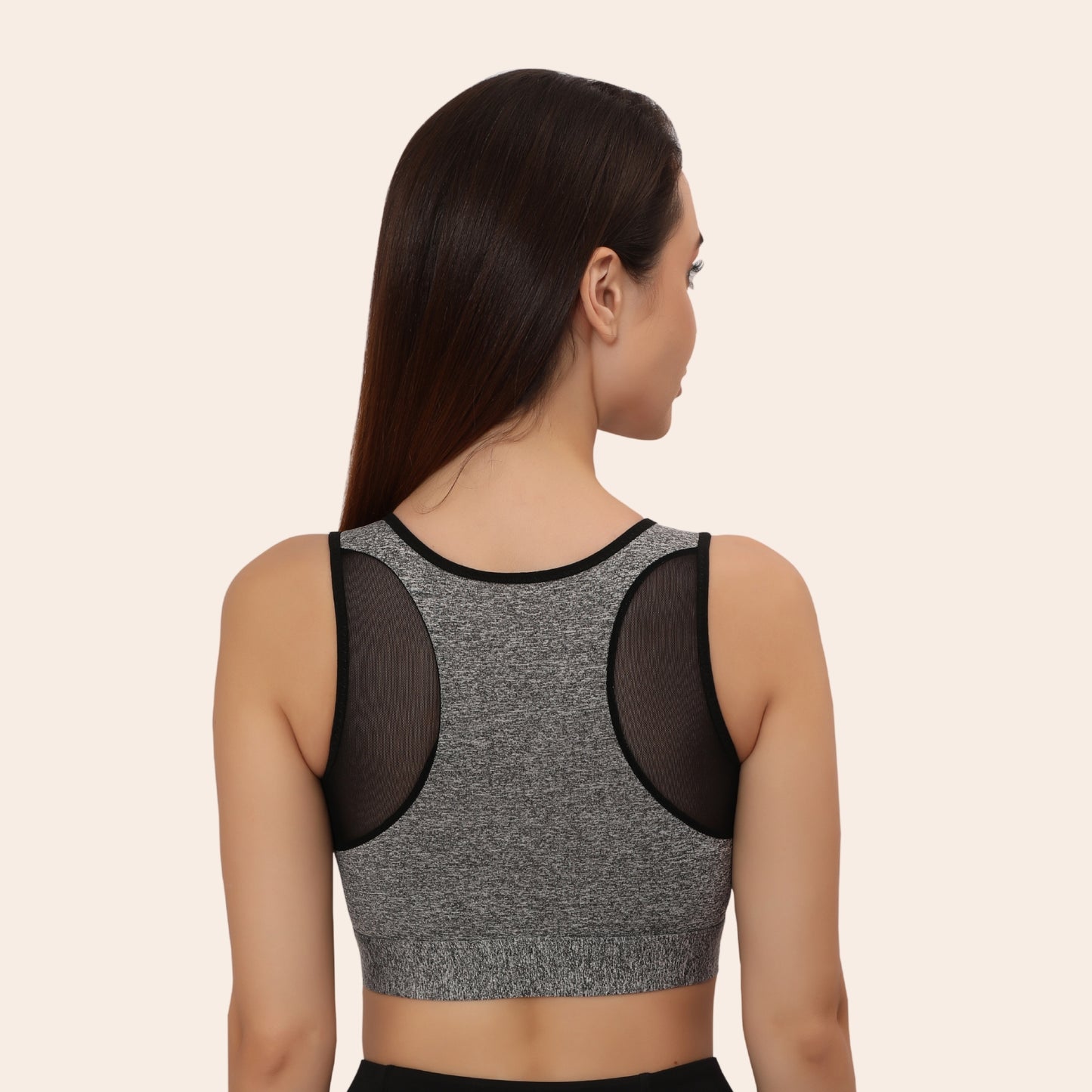 High Impact Mesh Racerback Design with Front Zip, Cushion Straps & Removable Pads