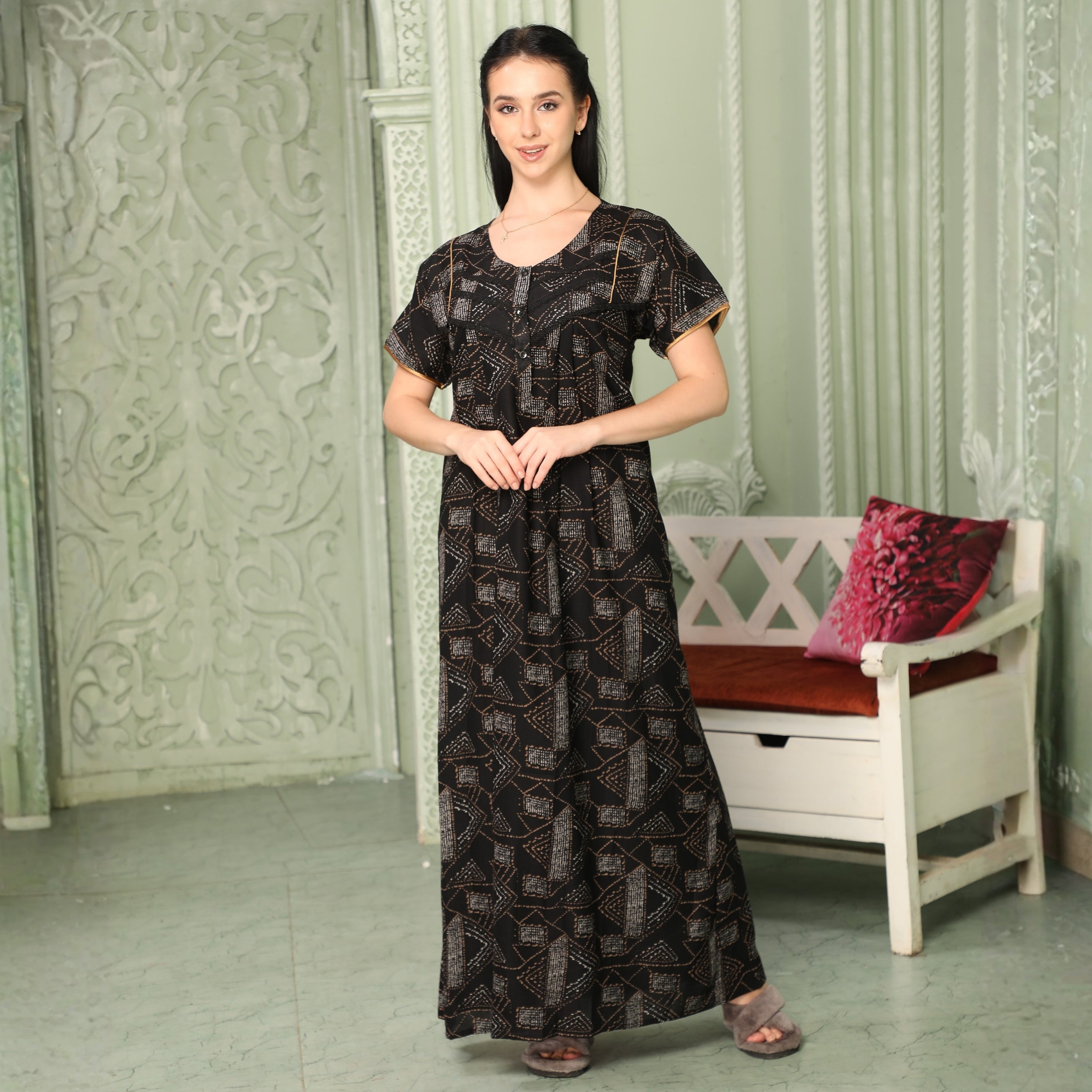 Printed Full-Length Night Gown