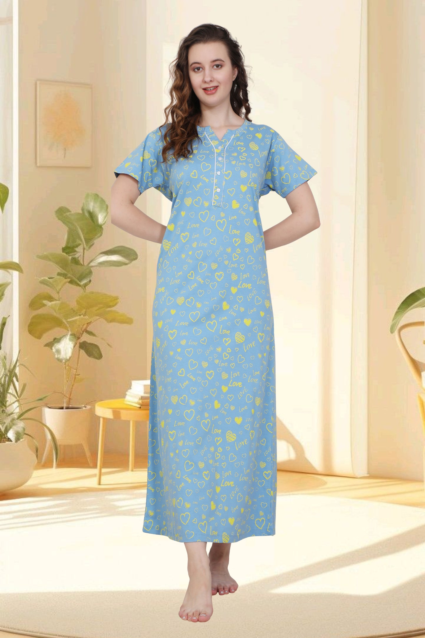 Hosiery Cotton Nighty Gown for Women