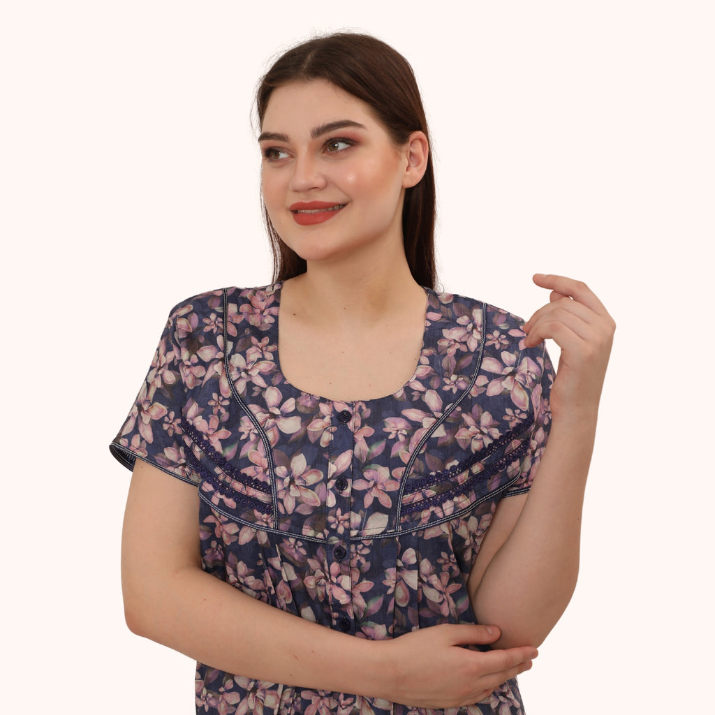 Floral Print Full Length Night Gown