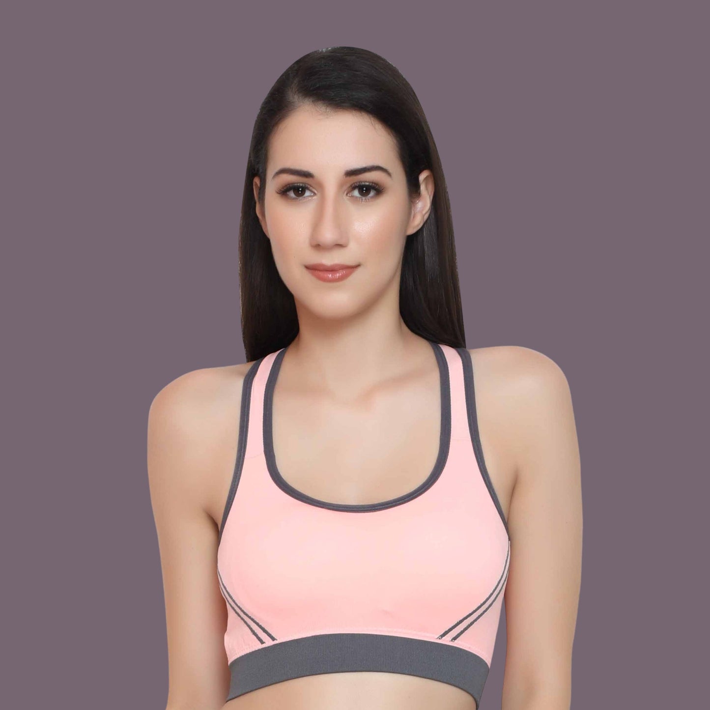 Women Nylon Spandex Padded Seamless Medium Impact Sports Bra