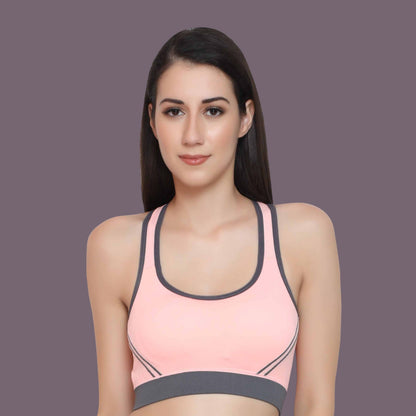 Women Nylon Spandex Padded Seamless Medium Impact Sports Bra