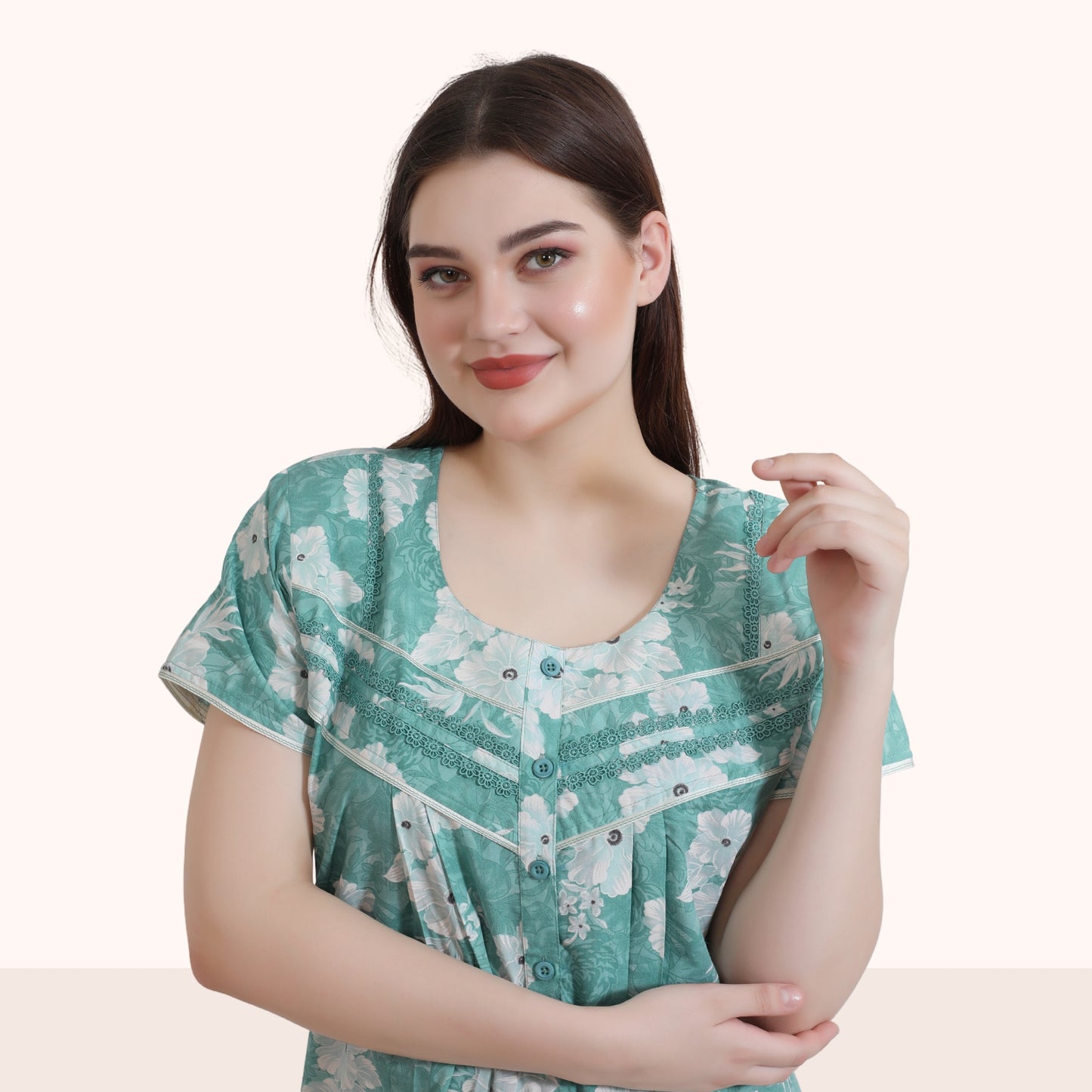 Floral Print Full Length Night Gown