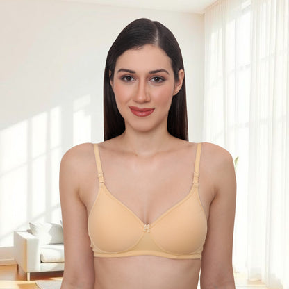 Full Coverage Padded Non-Wired Adjustable Straps Tshirt Bra