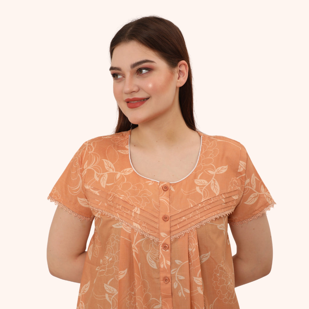 Floral Print Full Length Night Gown