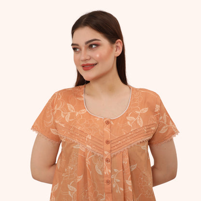 Floral Print Full Length Night Gown