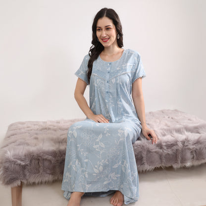 Floral Print Full Length Night Gown