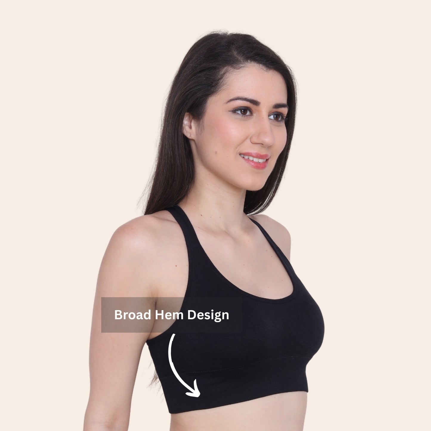 Nylon Spandex Padded Non-Wired Racer Back Sports Bra for Gym, Cardio, Zumba and Yoga