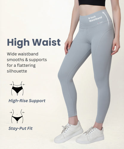 Glamoras Women’s Polyester Spandex High Waist Gym Leggings with Side Pocket, 4-Way Stretch, Squat-Proof, Moisture-Wicking Yoga Pants, Workout Tights for Running, Gym, Fitness, Training, Yoga & Activewear