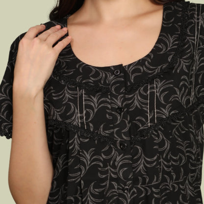 Printed Full Length Night Gown