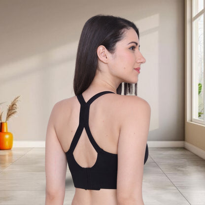 Nylon Spandex Padded Non-Wired Racer Back Sports Bra for Gym, Cardio, Zumba and Yoga