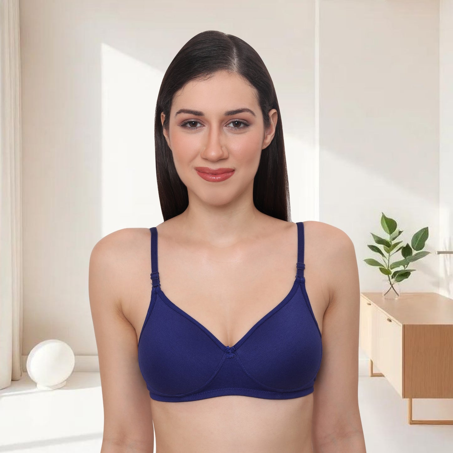 Full Coverage Padded Non-Wired Adjustable Straps Tshirt Bra
