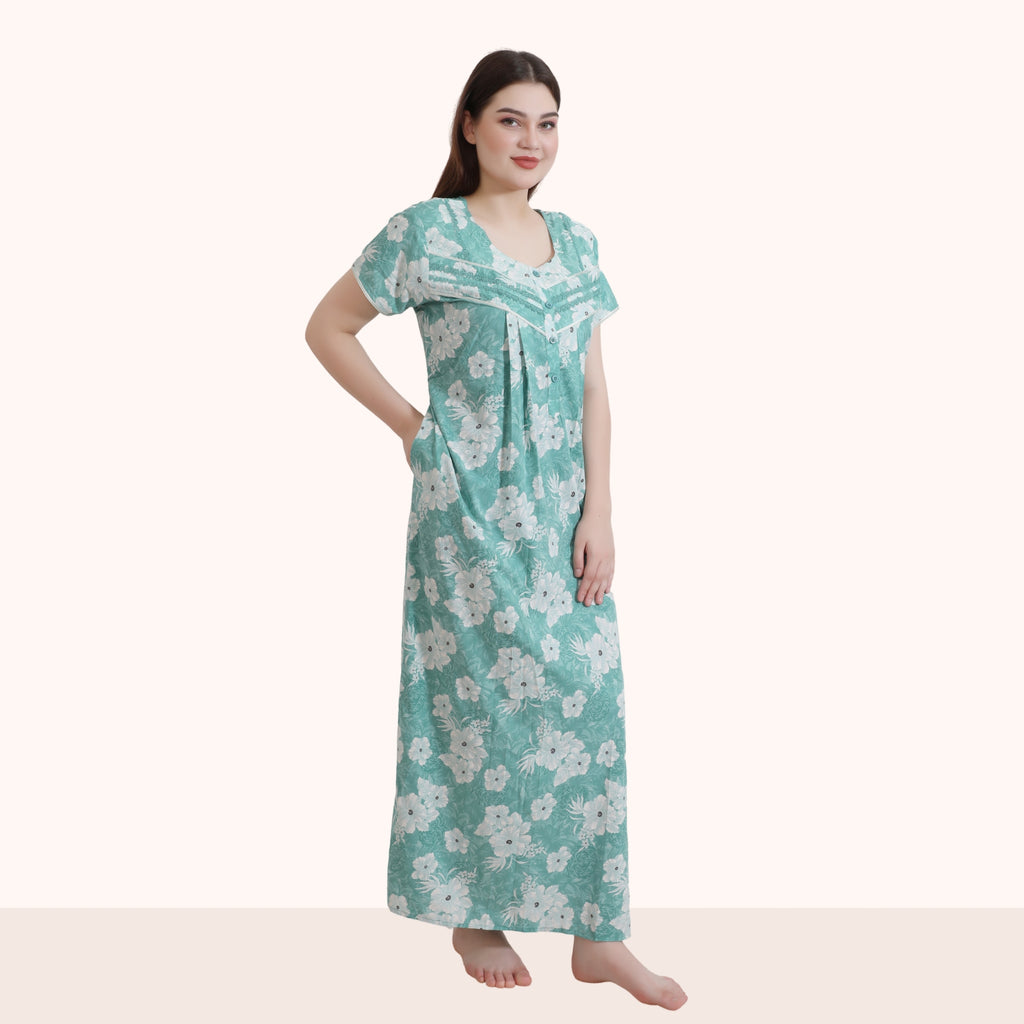 Floral Print Full Length Night Gown