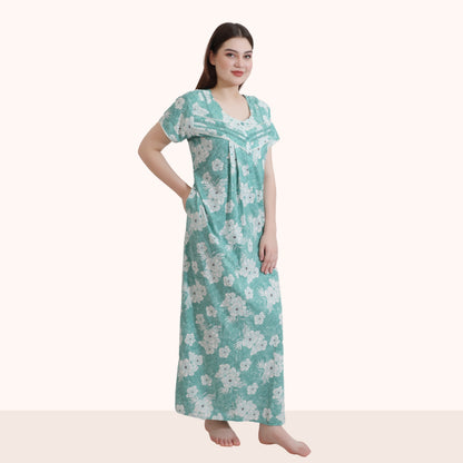 Floral Print Full Length Night Gown