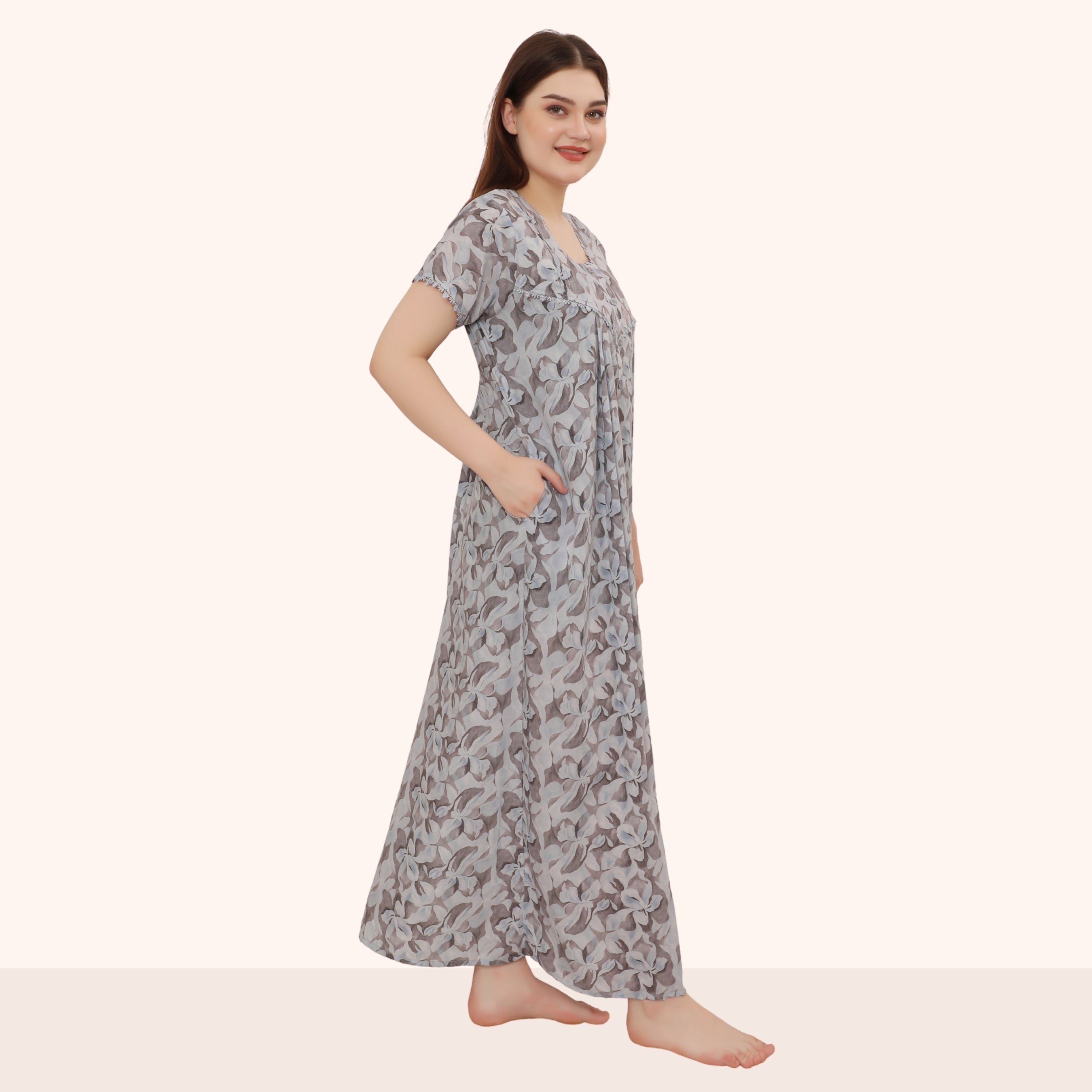 Printed Full Length Night Gown