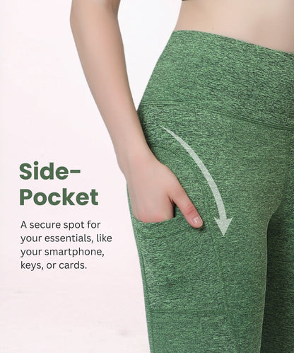 High Waist Gym Leggings with Side Pocket, 4-Way Stretch, Squat-Proof, Moisture-Wicking for Gym, Fitness, Training, Yoga & Activewear