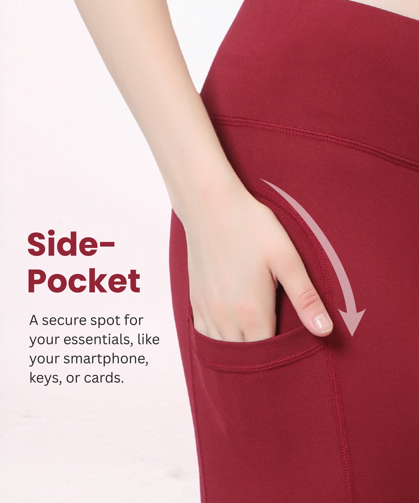 High Waist Gym Leggings with Side Pocket, 4-Way Stretch, Squat-Proof, Moisture-Wicking for Gym, Fitness, Training, Yoga & Activewear