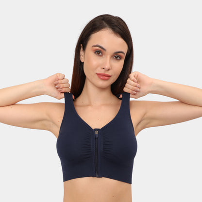 Front Zip Closure Sports Bra | Medium Impact Yoga Bras