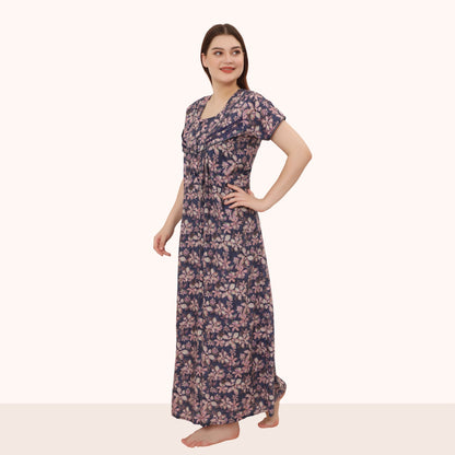 Floral Print Full Length Night Gown