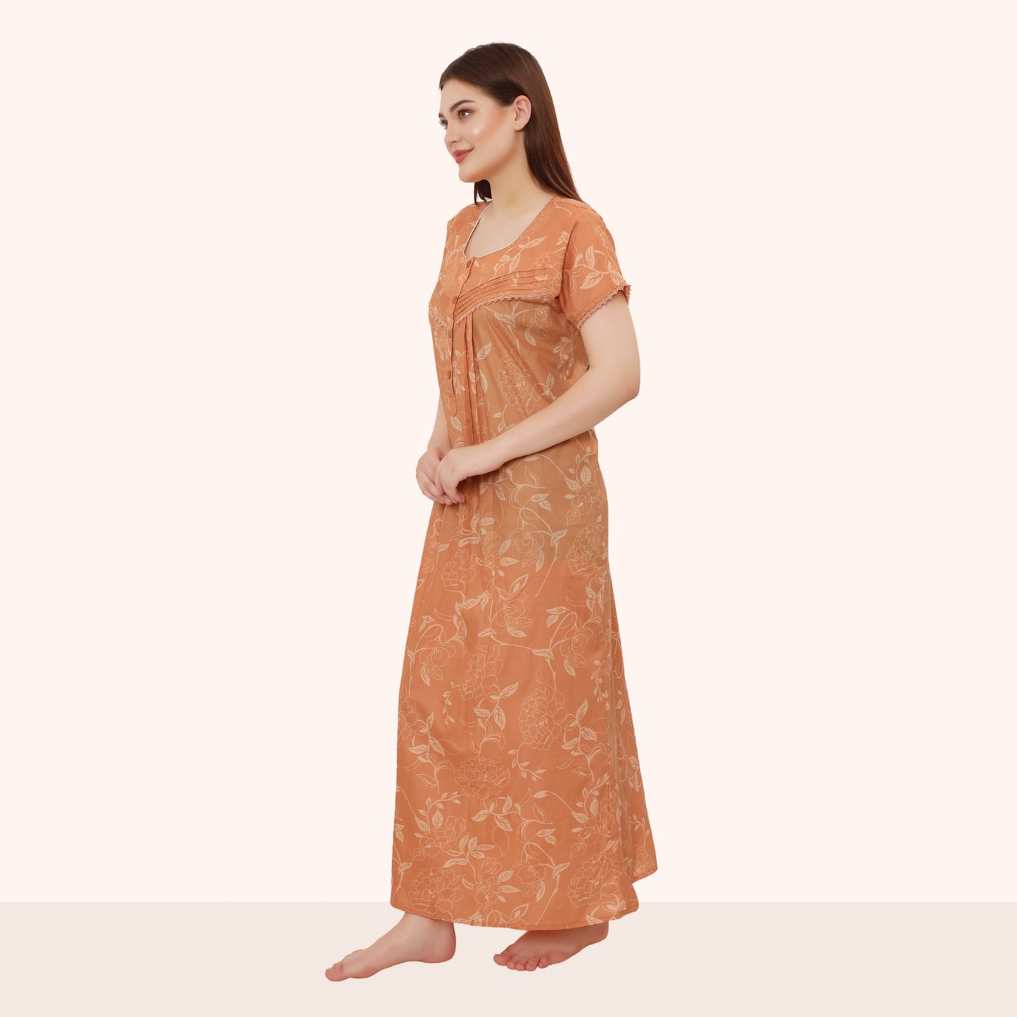 Floral Print Full Length Night Gown