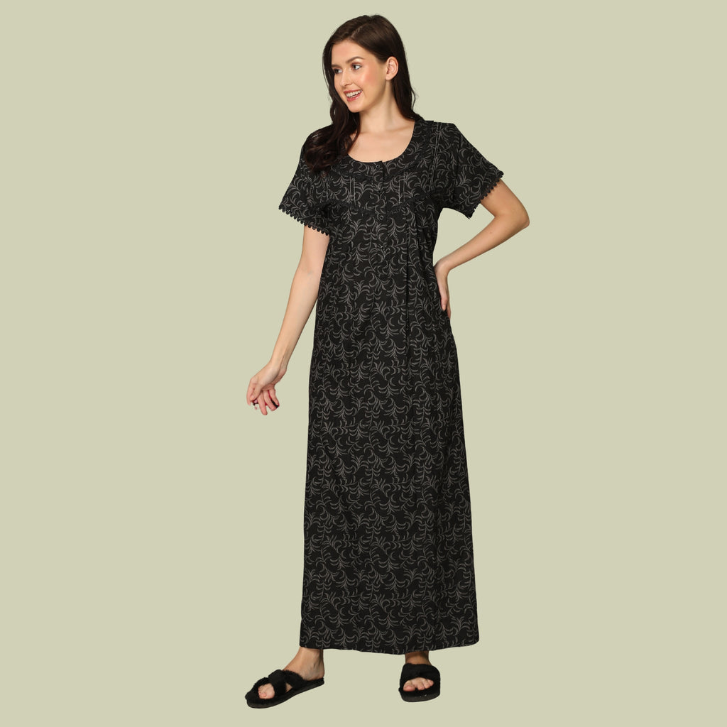 Printed Full Length Night Gown