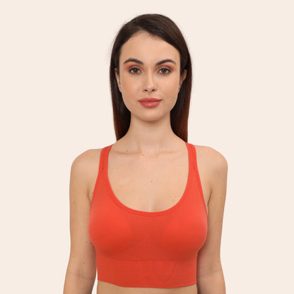 Nylon Spandex Padded Non-Wired Racer Back Sports Bra for Gym, Cardio, Zumba and Yoga