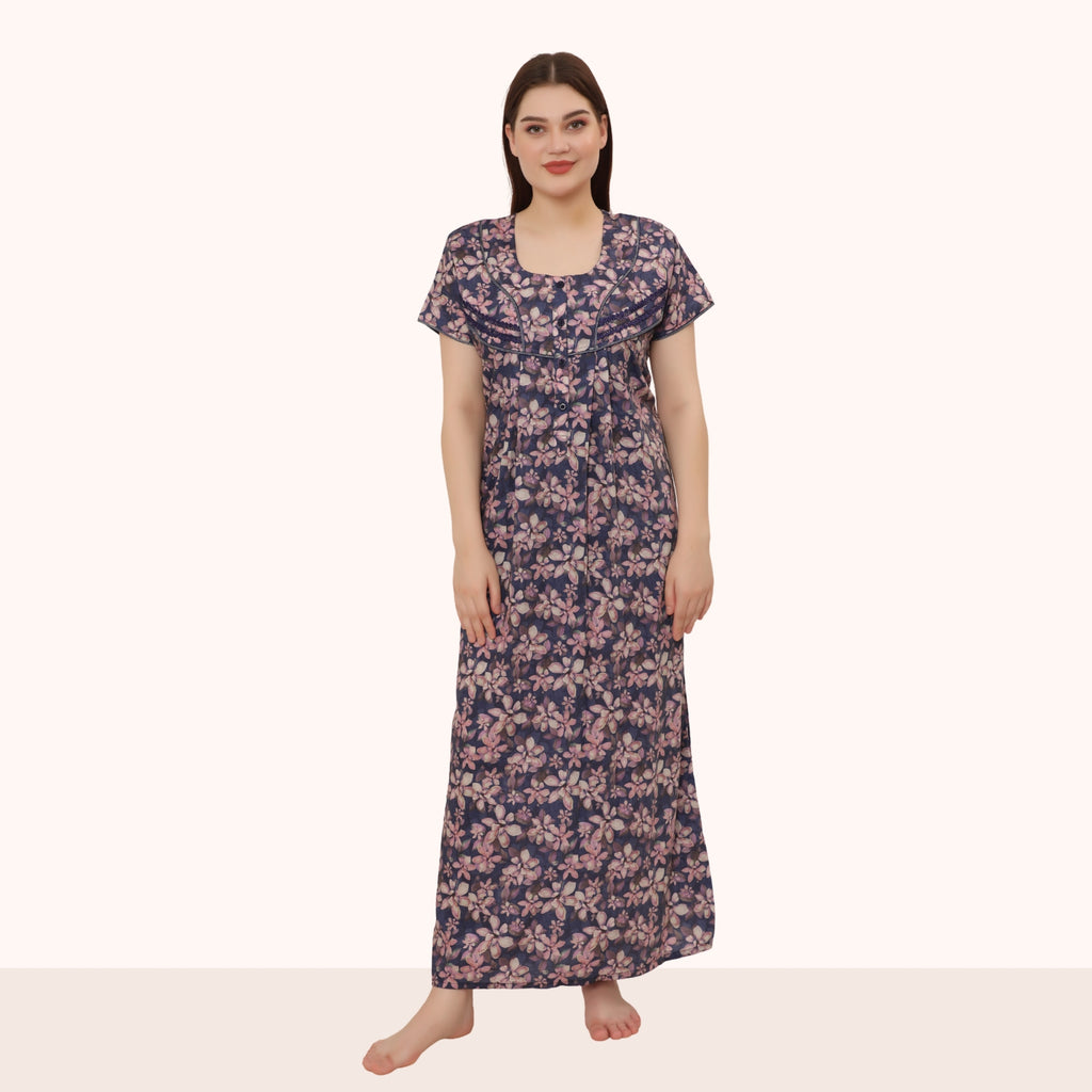Floral Print Full Length Night Gown