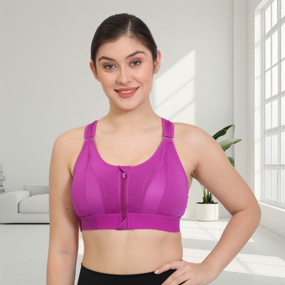 Front Zip Closure Sports Bra | High Support Fit