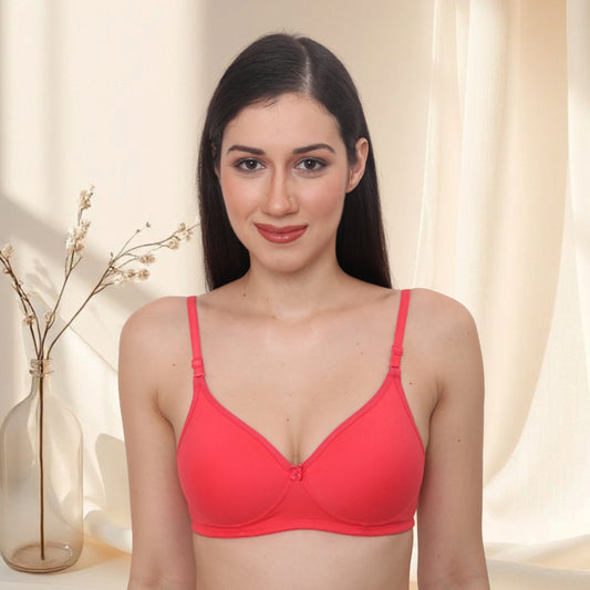 Full Coverage Padded Non-Wired Adjustable Straps Tshirt Bra