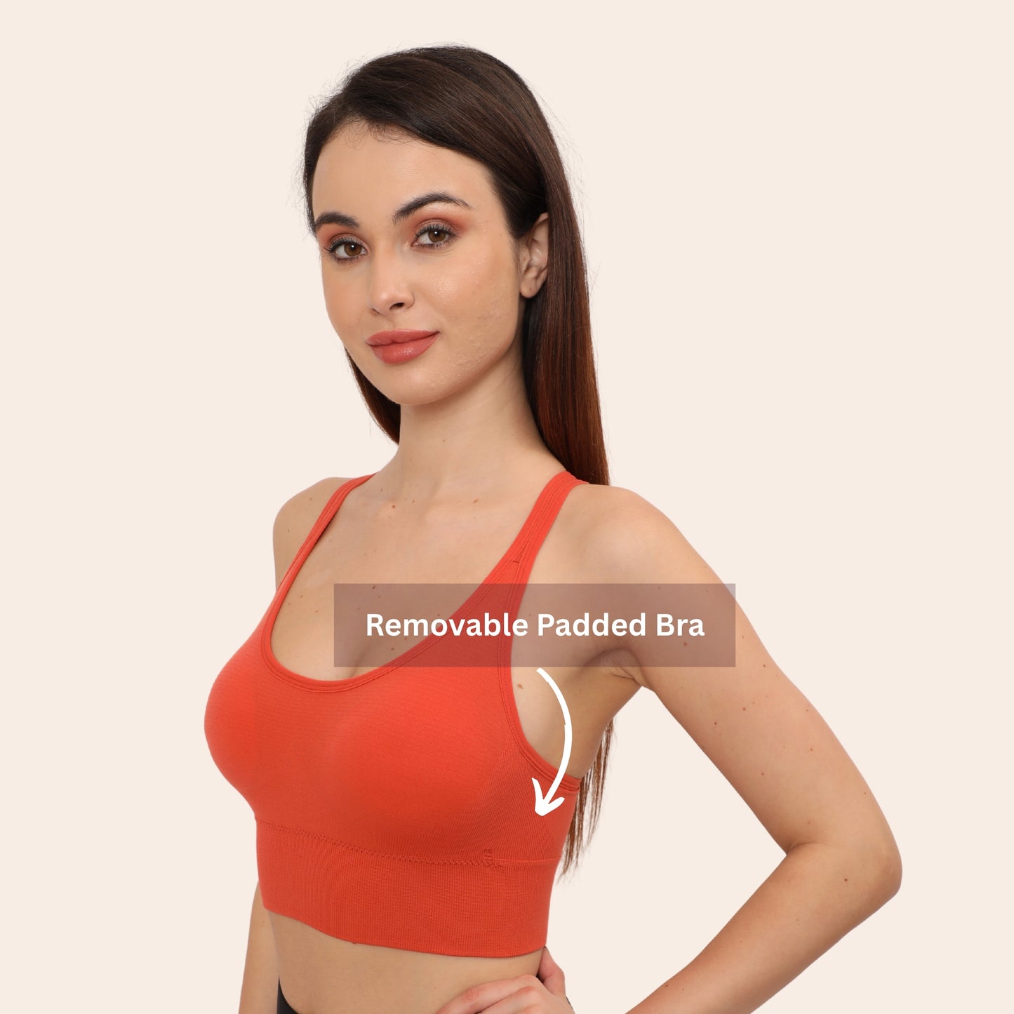 Nylon Spandex Padded Non-Wired Racer Back Sports Bra for Gym, Cardio, Zumba and Yoga