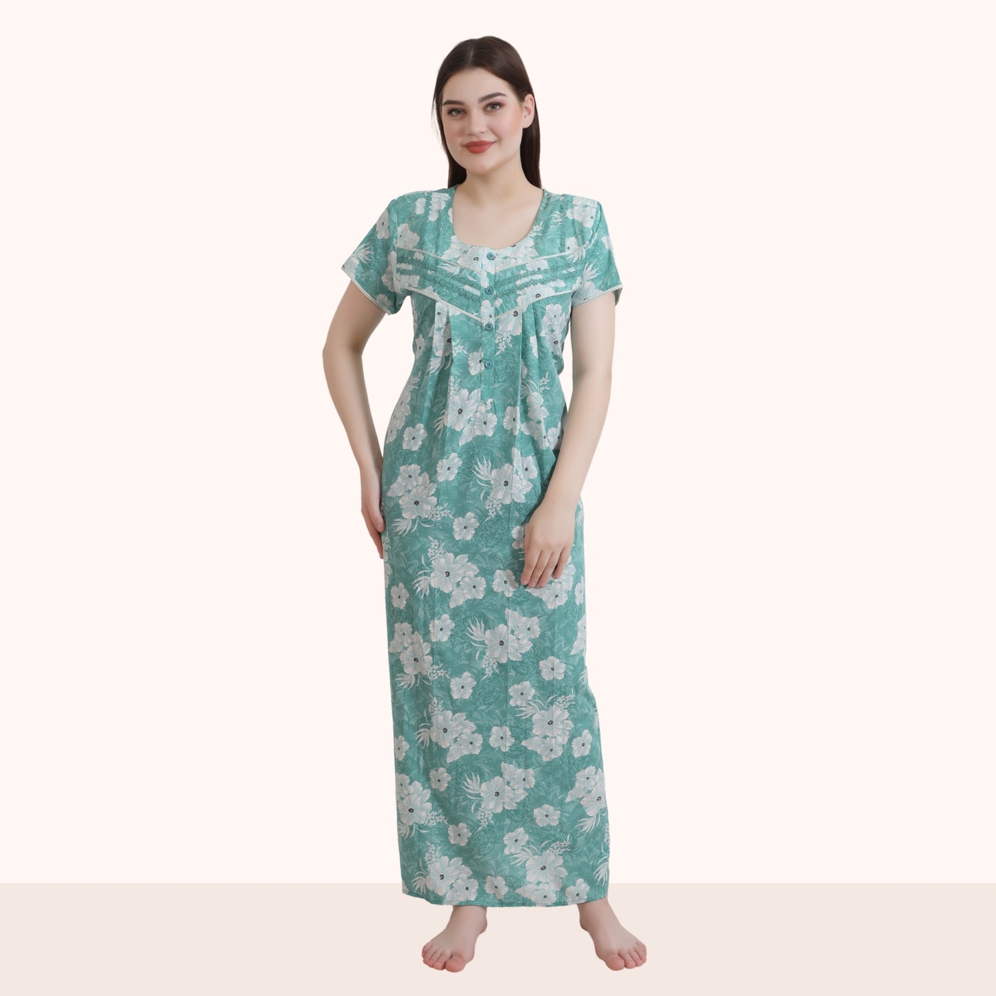 Floral Print Full Length Night Gown