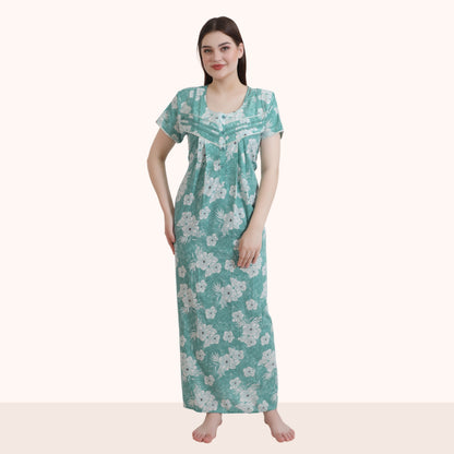 Floral Print Full Length Night Gown