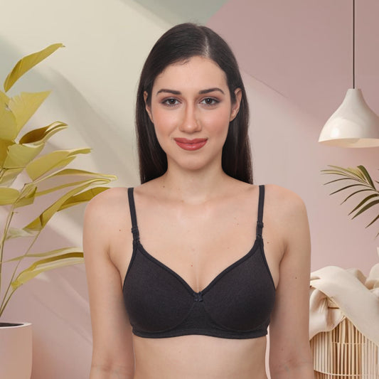 Full Coverage Padded Non-Wired Adjustable Straps Tshirt Bra