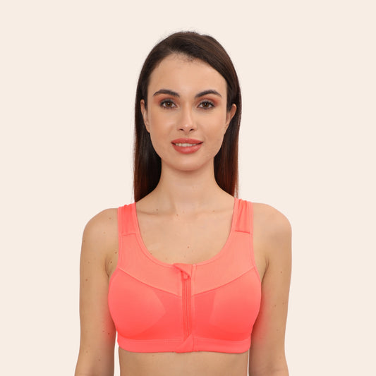 High Impact Racerback Design with Front Zip & Removable Pads